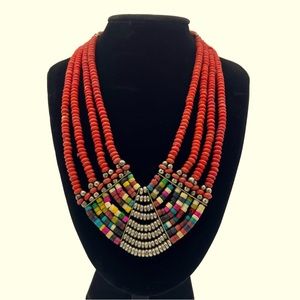BEADED STATEMENT BIB NECKLACE